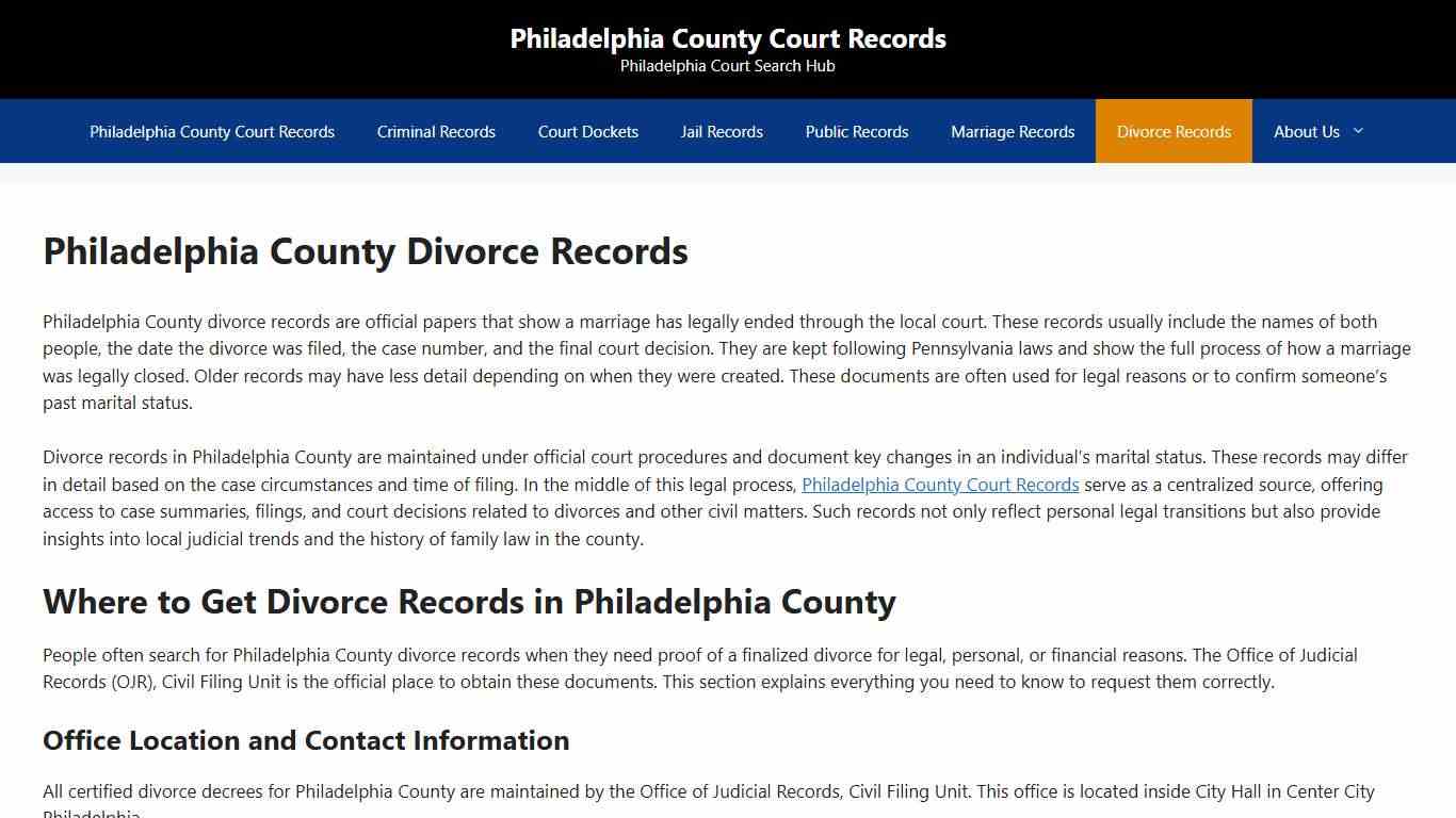 Philadelphia County Divorce Records